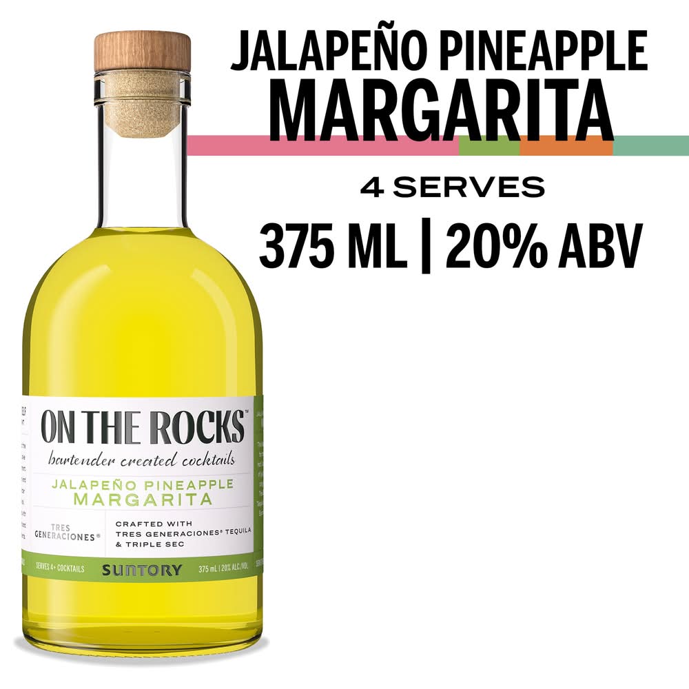 On The Rocks Margarita Tequila Cocktail, Jalapeno Pineapple (375 ml)