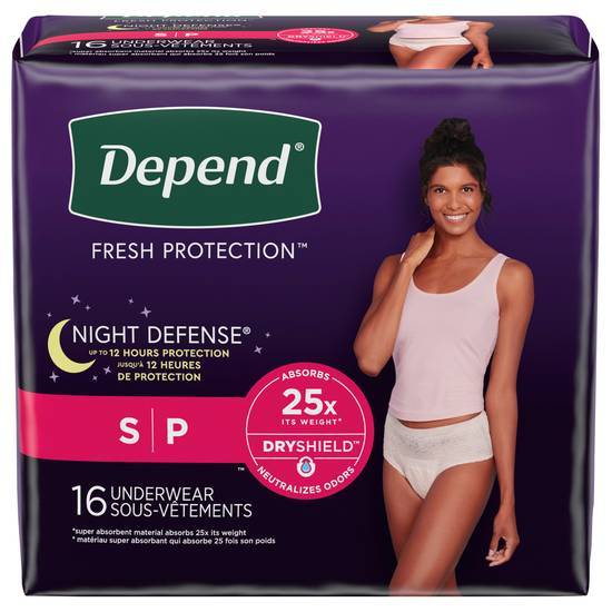 Depend Fresh Protection Night Defense Adult Incontinence Underwear (16 ct) (small/blush)