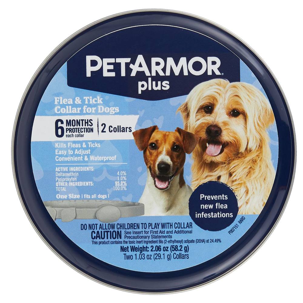 Petarmor Plus Flea & Tick Collar For Dogs, One-Size-Fits-All (2ct)
