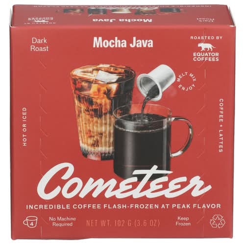Cometeer Frozen Specialty Coffee Mocha Java Dark Roast Equator Coffees Coffee Capsules 4 Pack