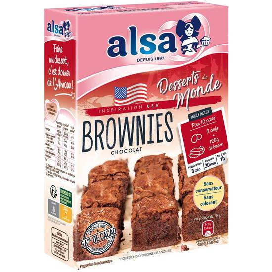 Préparation pour brownies Alsa 305g