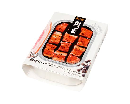 204080：K&K缶つま 厚切りベーコン ブラックペッパー味 105G / K&K Cantsuma Thick Sliced Black Pepper Bacon （Canned Foods）