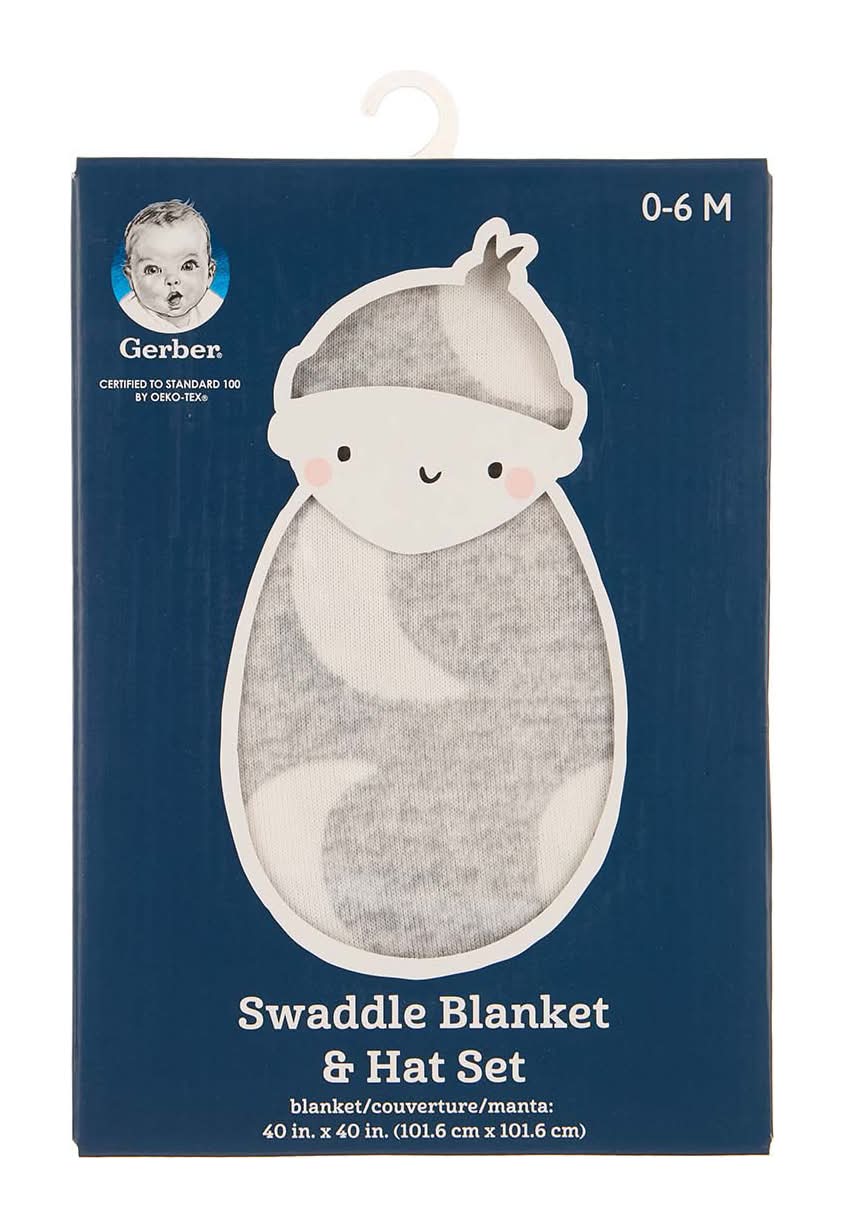 Gerber Swaddle Blanket & Hat Set, 0-6 M, Gender neutral