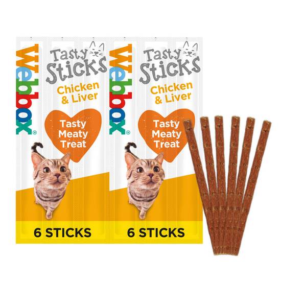 Webbox Tasty Sticks with Chicken & Liver 6 Semi-Moist Tasty Treats 30g