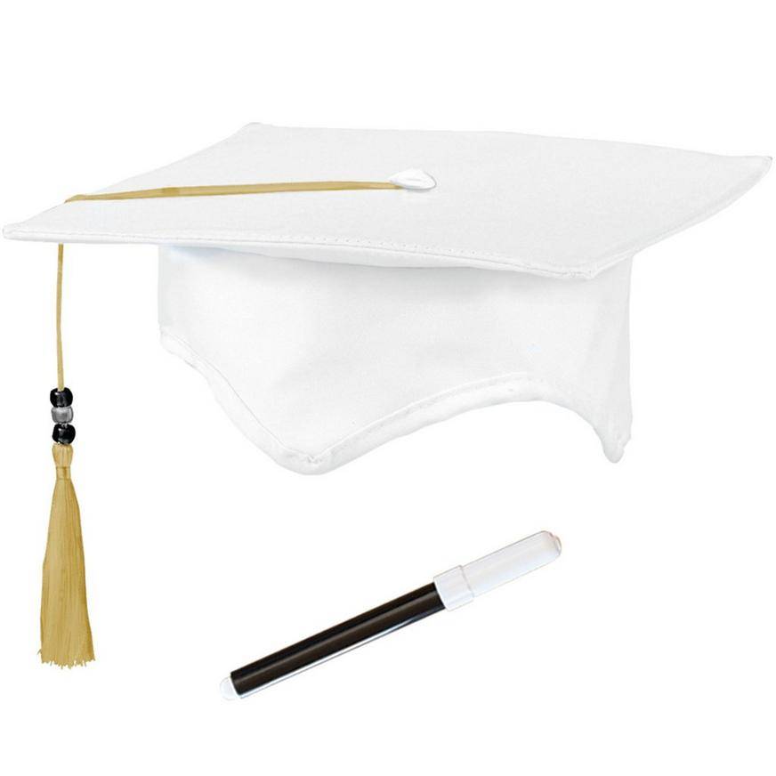 Party City Autograph Mortarboard Graduation Cap With Marker (9 x 9 inch/white)