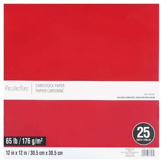 Recollections Cardstock Paper, 12" X 12", Red (25 ct)