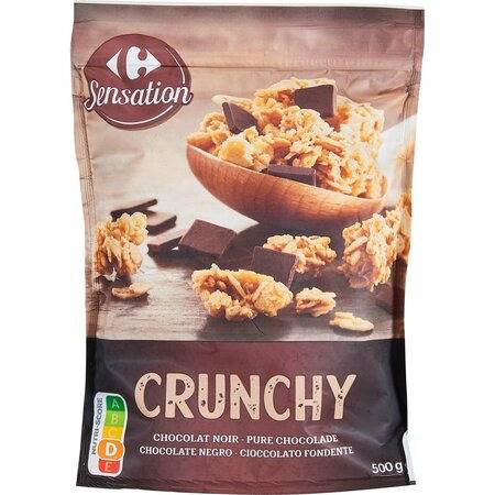 Céréales Crunchy chocolat noir CARREFOUR SENSATION - le sachet de 500g