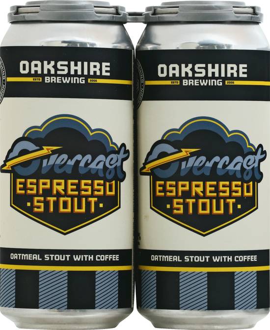Oakshire Brewing Overcast Domestic Espresso Stout Beer (4 x 16 fl oz)
