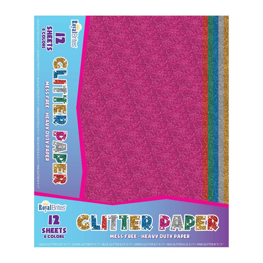 Royal Brites Glitter Paper, Assorted (12 pack)