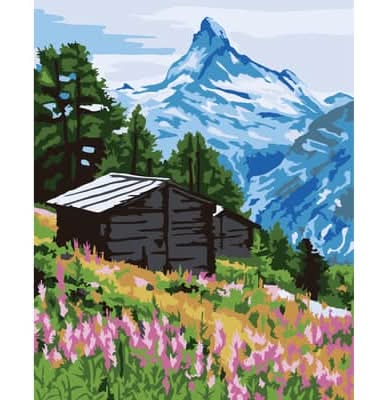 8" X 10" Swiss Alps Paint-By-Number Kit With Wood Display Hanger By Artist'S Loft