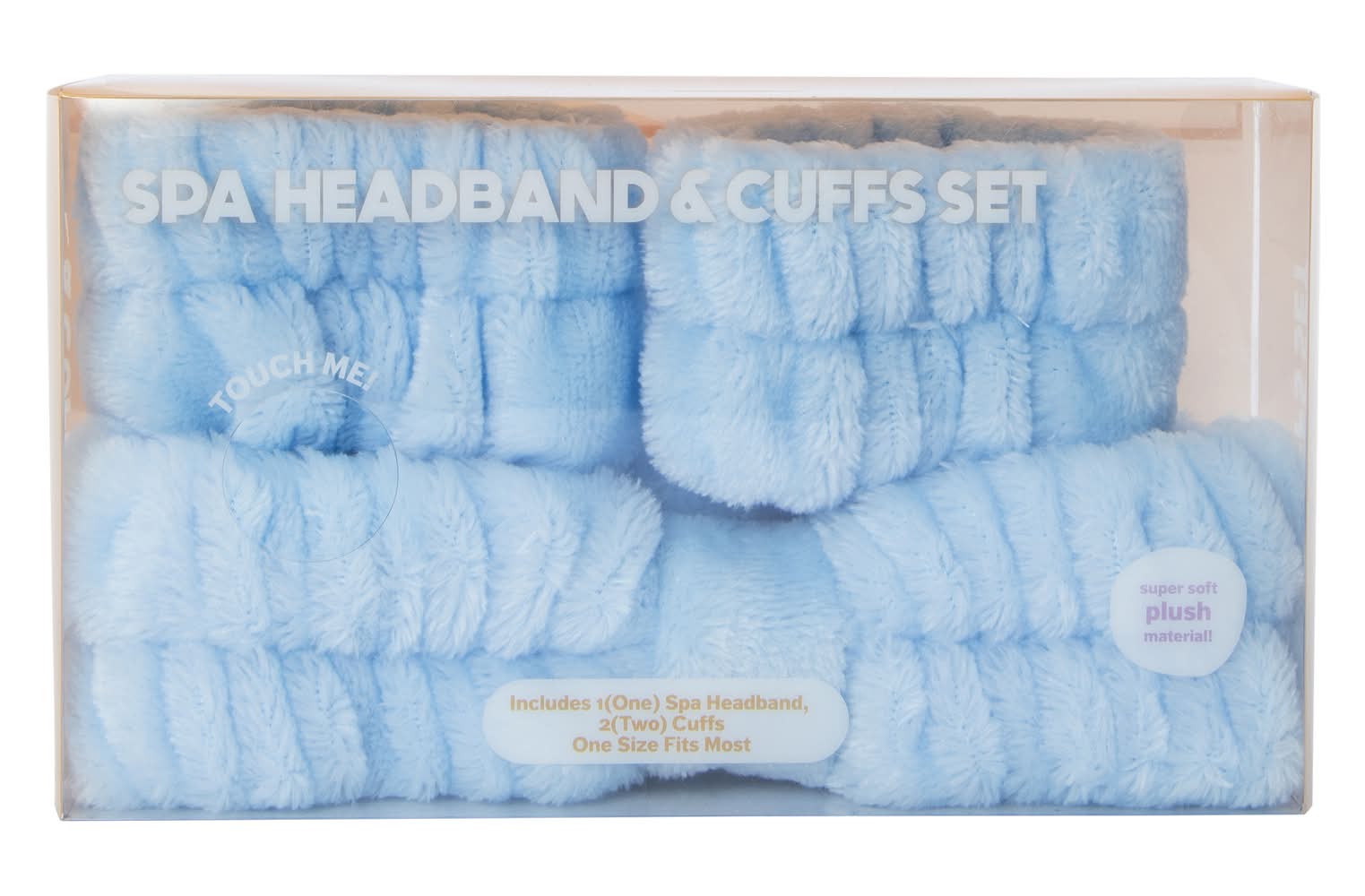 Plush Spa Headband & Cuffs Set Blue