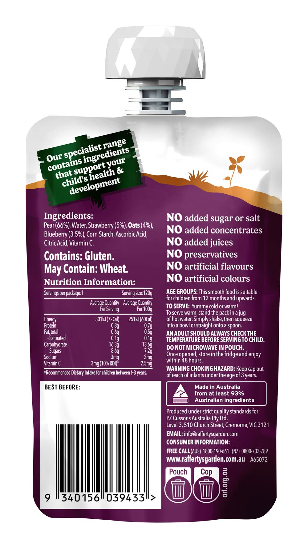 Rafferty’s Garden Nurture Immunity With Vitamin C Baby Food 12+ Months ...