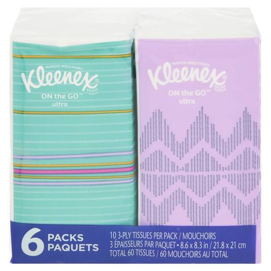 Kleenex on the Go Facial Tissue (6 packs, 10 ct)