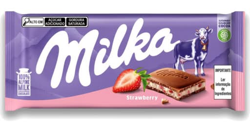 Milka Chocolate Bar With Strawberry and Yogurt Filling (100g)