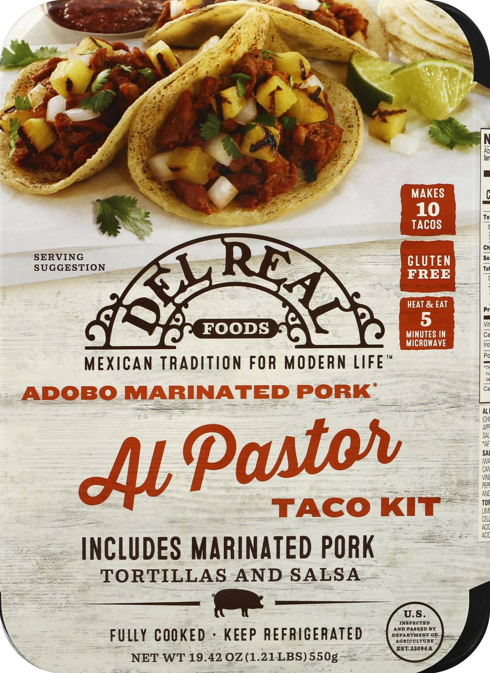 Del Real Foods Al Pastor Adobo Marinated Pork Taco Kit (1.21 lbs)