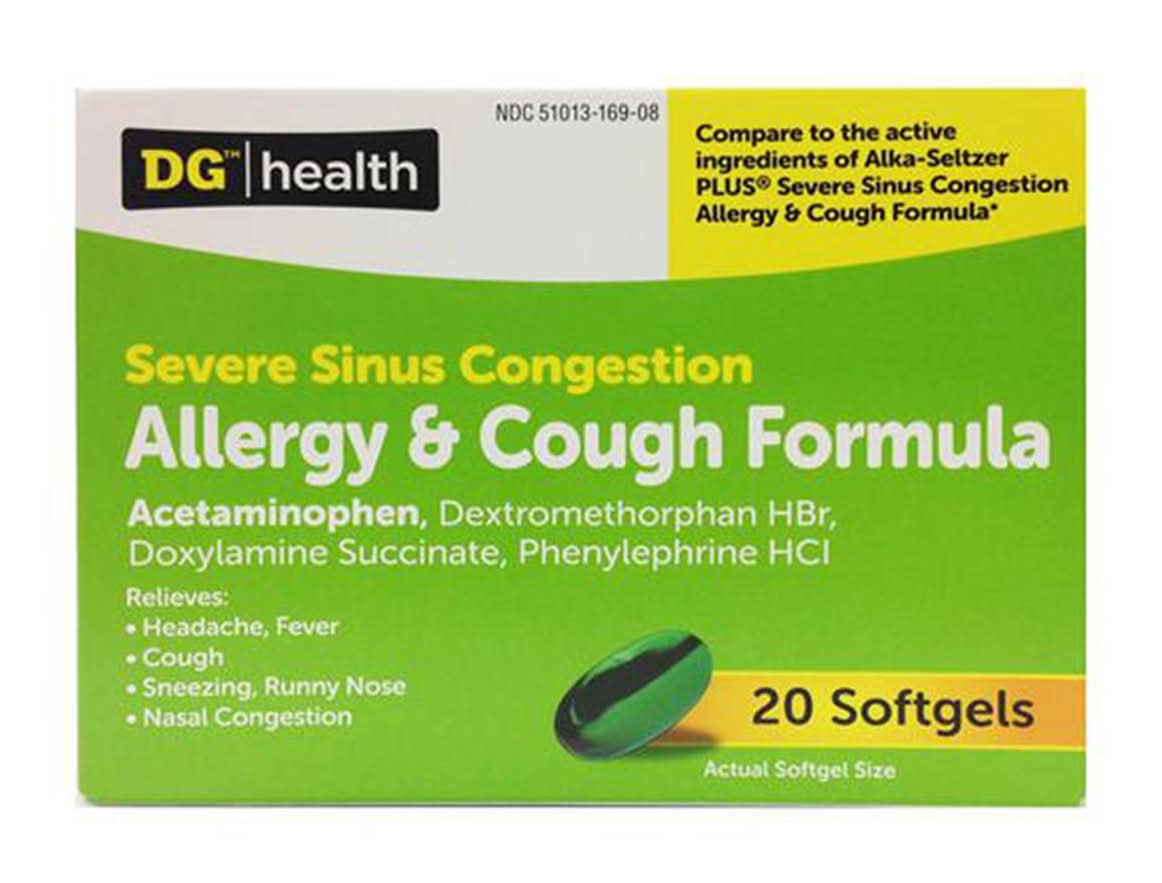 DG Health Severe Sinus Congestion Allergy & Cough Formula Softgels (20 ct)