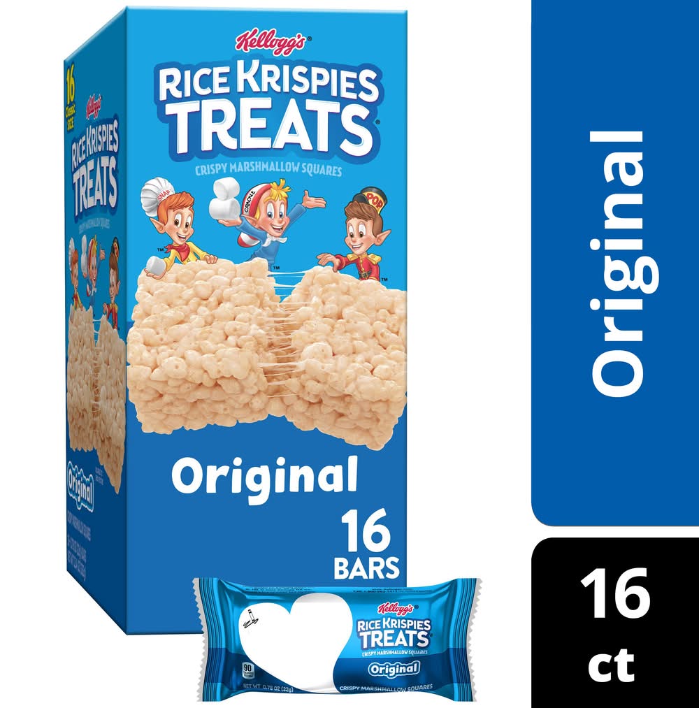 Kellogg's Rice Krispies Treats Crispy Marshmallow Squares Bars, Original (16 x 0.78 oz)