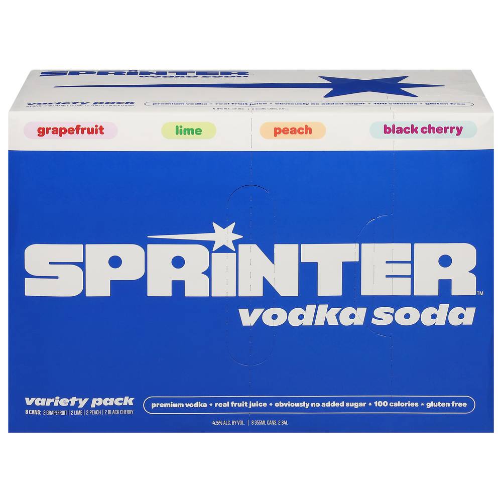 Sprinter Vodka Soda, Assorted (8 x 12 fl oz)