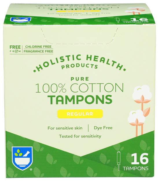 Rite Aid Pure 100% Cotton Tampons - Regular Absorbency, 16 ct