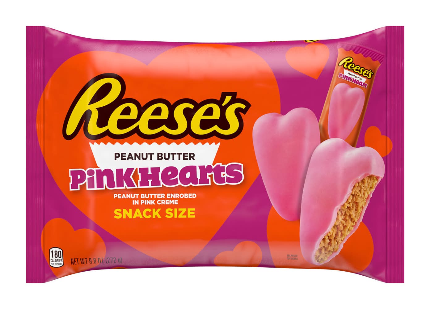 Reese's Pink Hearts Snack Size Candy, Peanut Butter (9.6 oz)