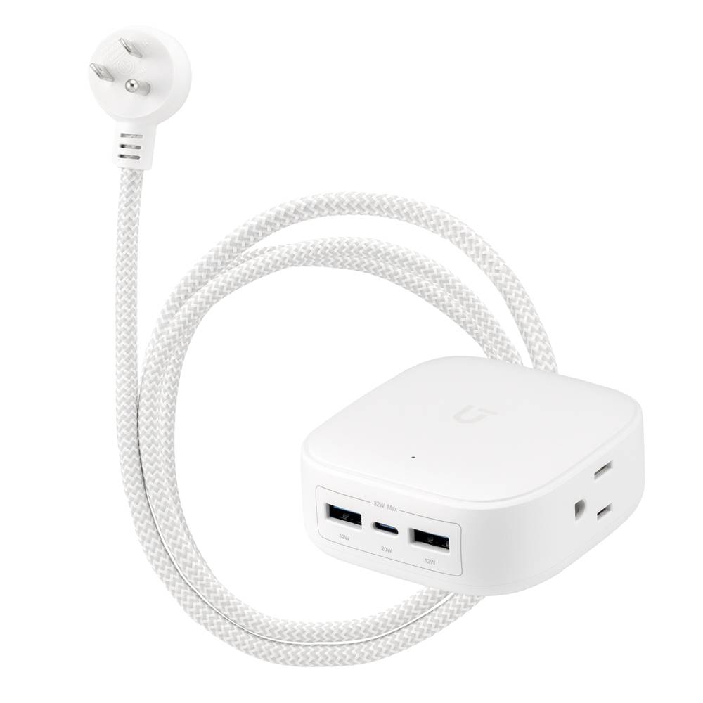 Utilitech 1-1/4-ft 5-Outlet 2-USB Ports Indoor White Power Strip | 79226