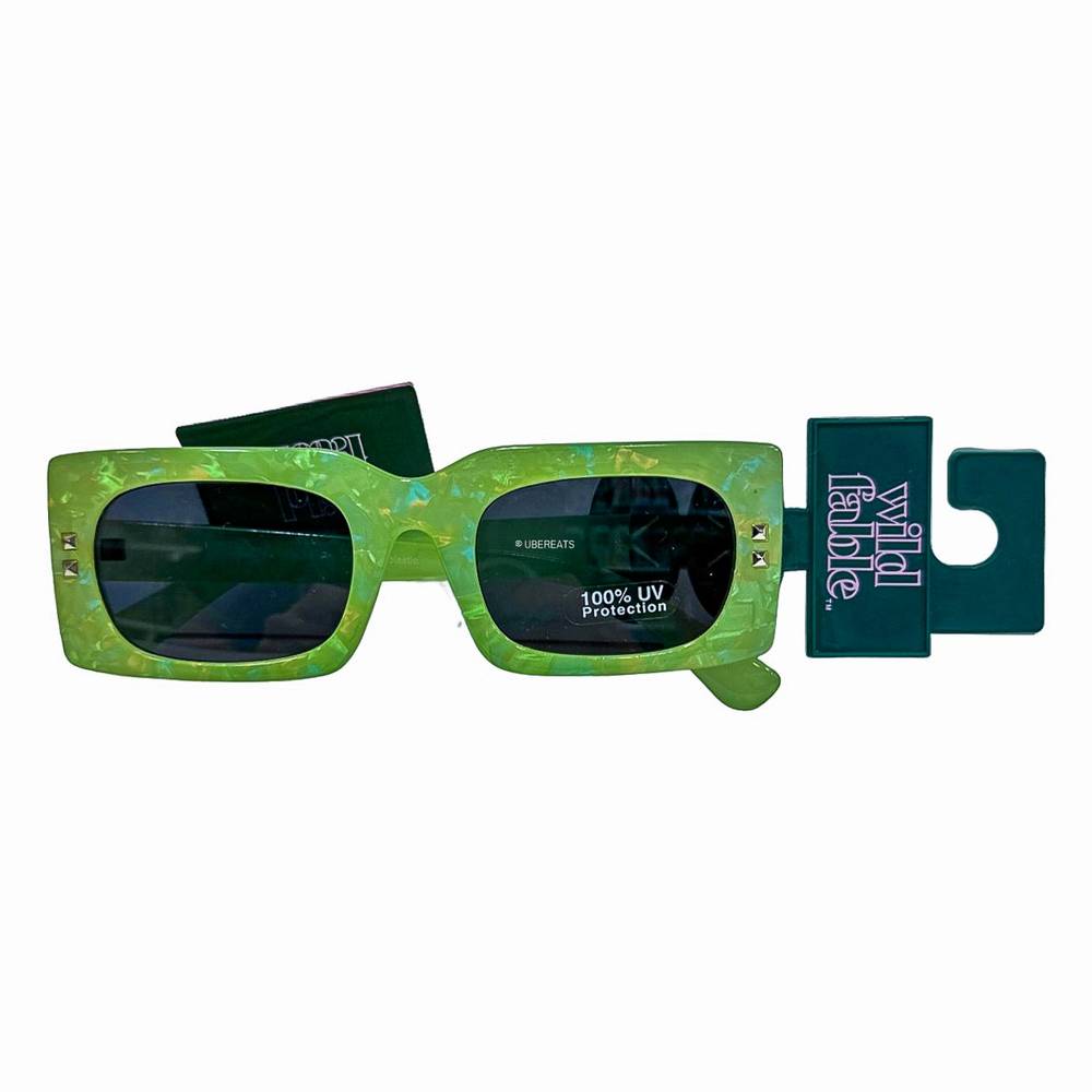 Women's Plastic Rectangle Marbleized Sunglasses - Wild Fable™ Green