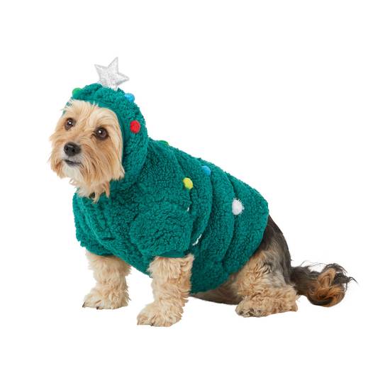 Merry & Bright™ Holiday Christmas Tree Dog Hoodie (Color: Green, Size: Small)
