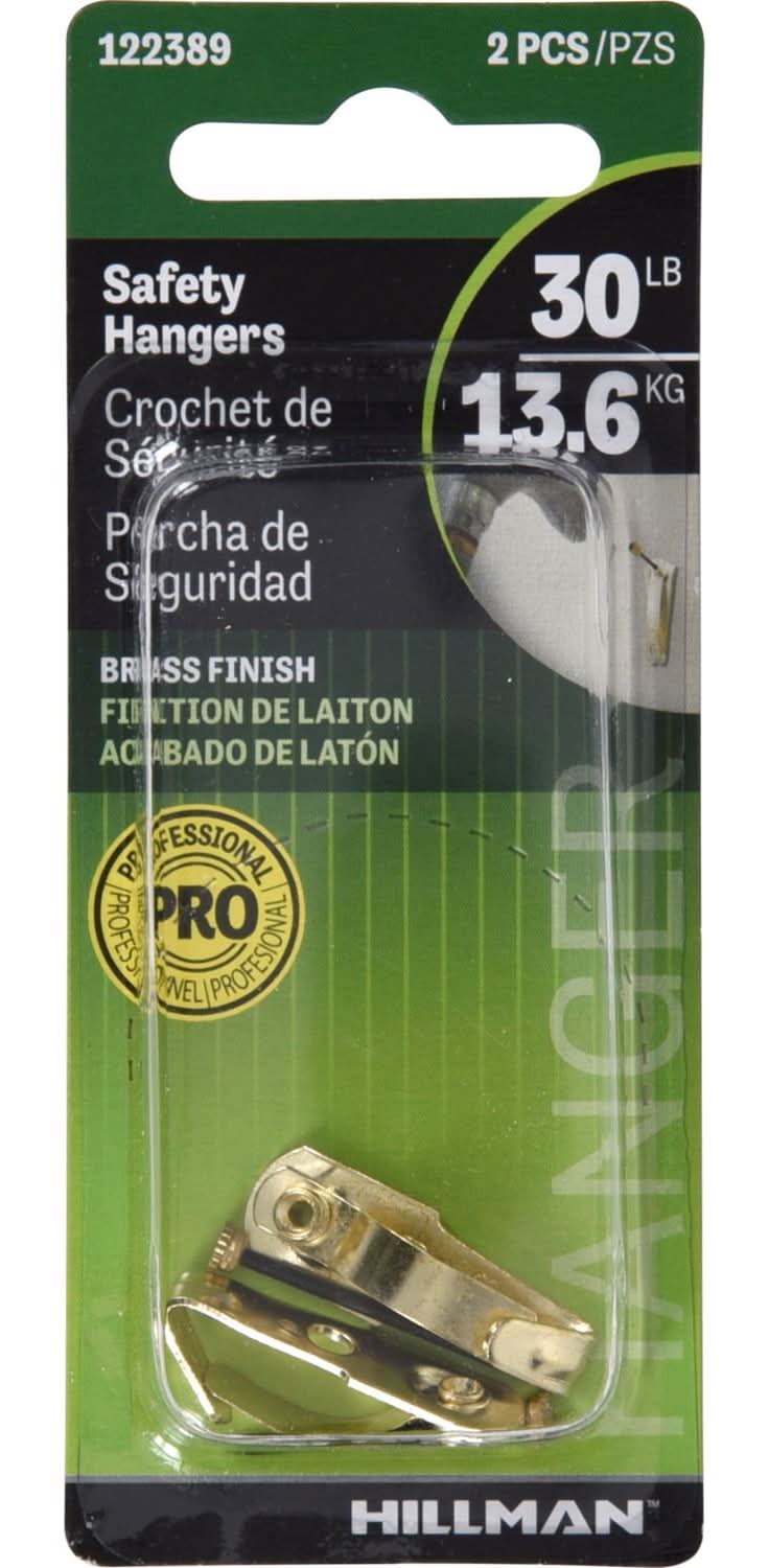 Hillman Anchor Wire Brass-Plated Gold Safety Picture Hanger 30 Lb 2 Pk