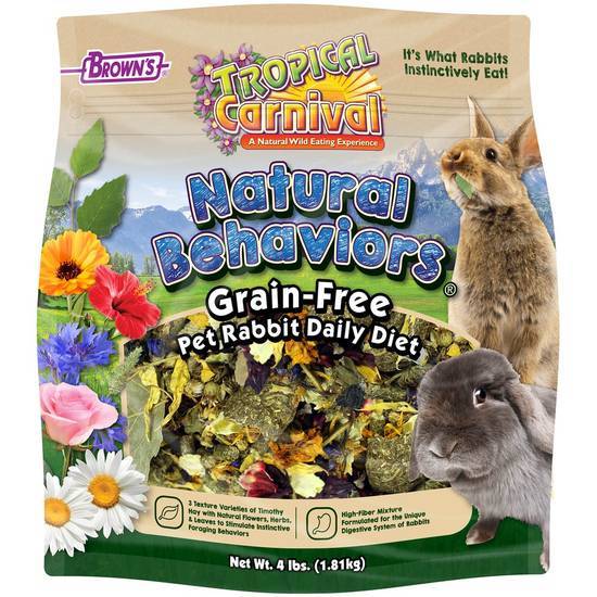 Brown's Tropical Carnival Natural Behaviors Grain-Free Pet Rabbit Daily Diet Food (4 lbs)