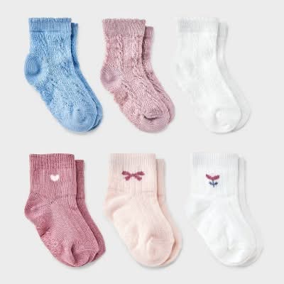 Cat & Jack Baby Girls Tulip Low Cut Socks, 12-24M (6 ct)