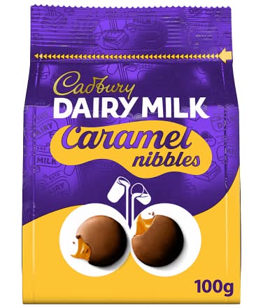 Cadbury Dairy Milk Caramel, Nibbles Chocolate Bag (100g)