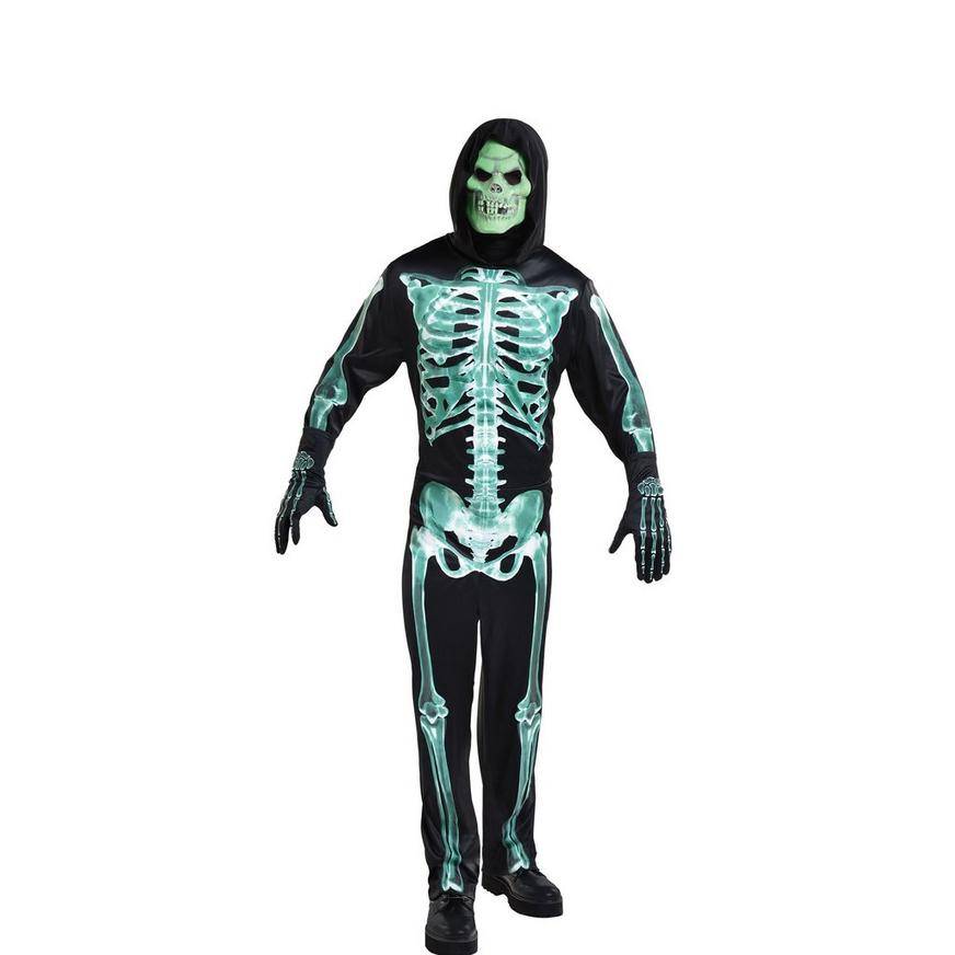 Party City Adult Glow in the Dark Skeleton Costume, Male, Assorted