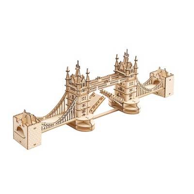 Modern Wooden Puzzle Tower Bridge with LED Lights - Hands Craft: DIY Miniature Kit, Wood Craft, Includes Instructions