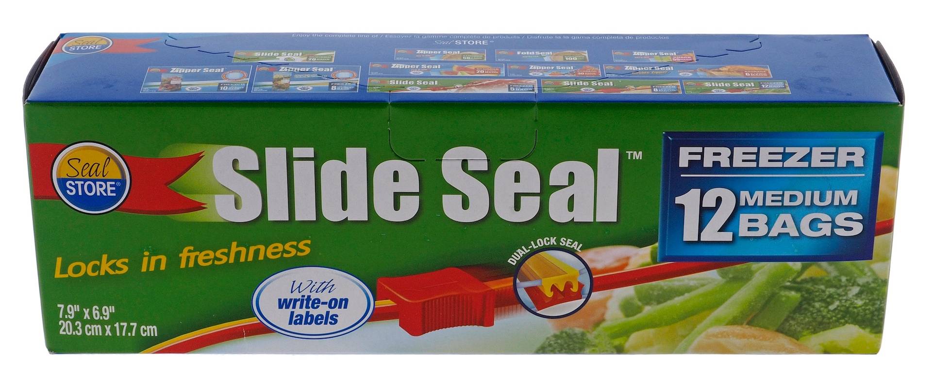 Slide Seal Freezer Bags, 7.9" X 6.9" (12 ct)