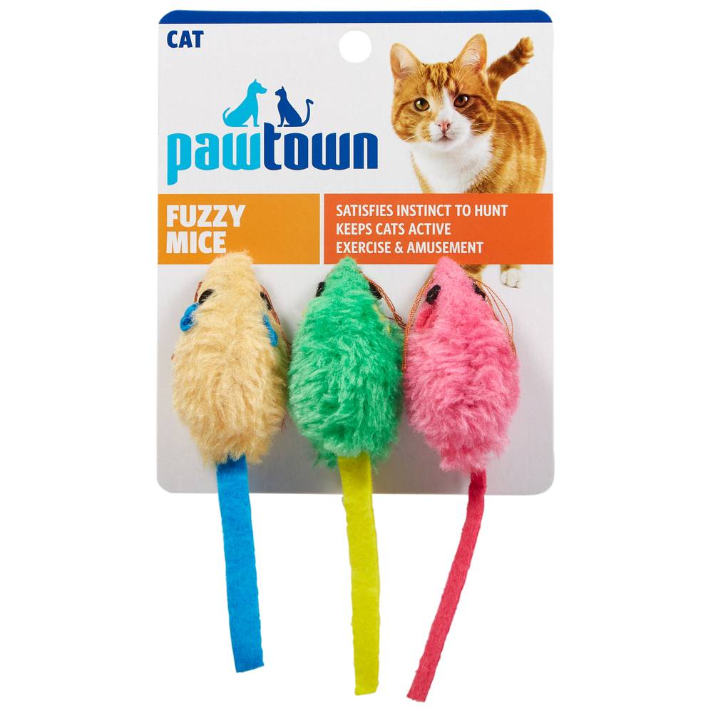 Pawtown Fuzzy Mice Cat Toy (3 ct)