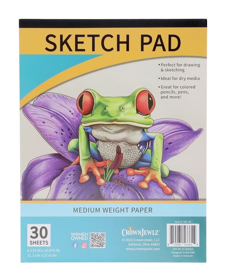 Crown Jewlz Medium Weight Paper Sketch Pad, 8.375x10.875 in (30 ct)