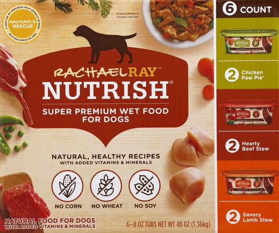 Rachael Ray Nutrish Natural Wet Dog Food Variety pack Tub (6 ct)