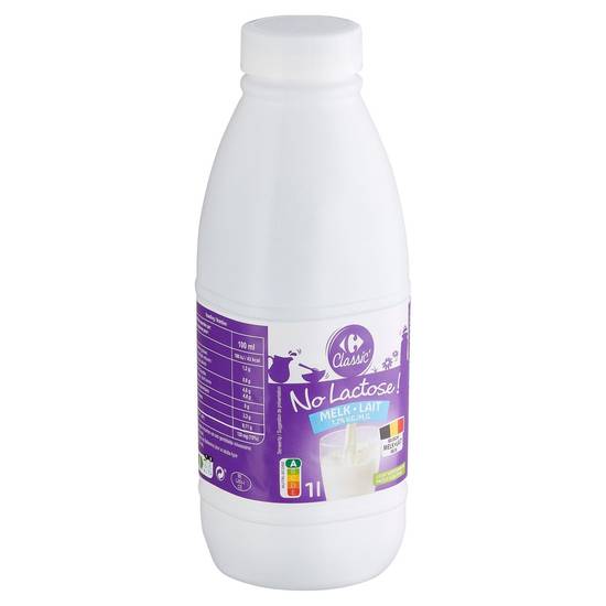 Carrefour Classic'' No Lactose ! Lait 1.2% M.G. 1 l