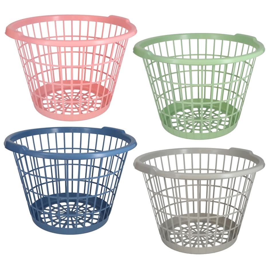 Large Slotted Plastic Pastel Laundry Baskets, 11.5x17 in, Assorted (4 ct)