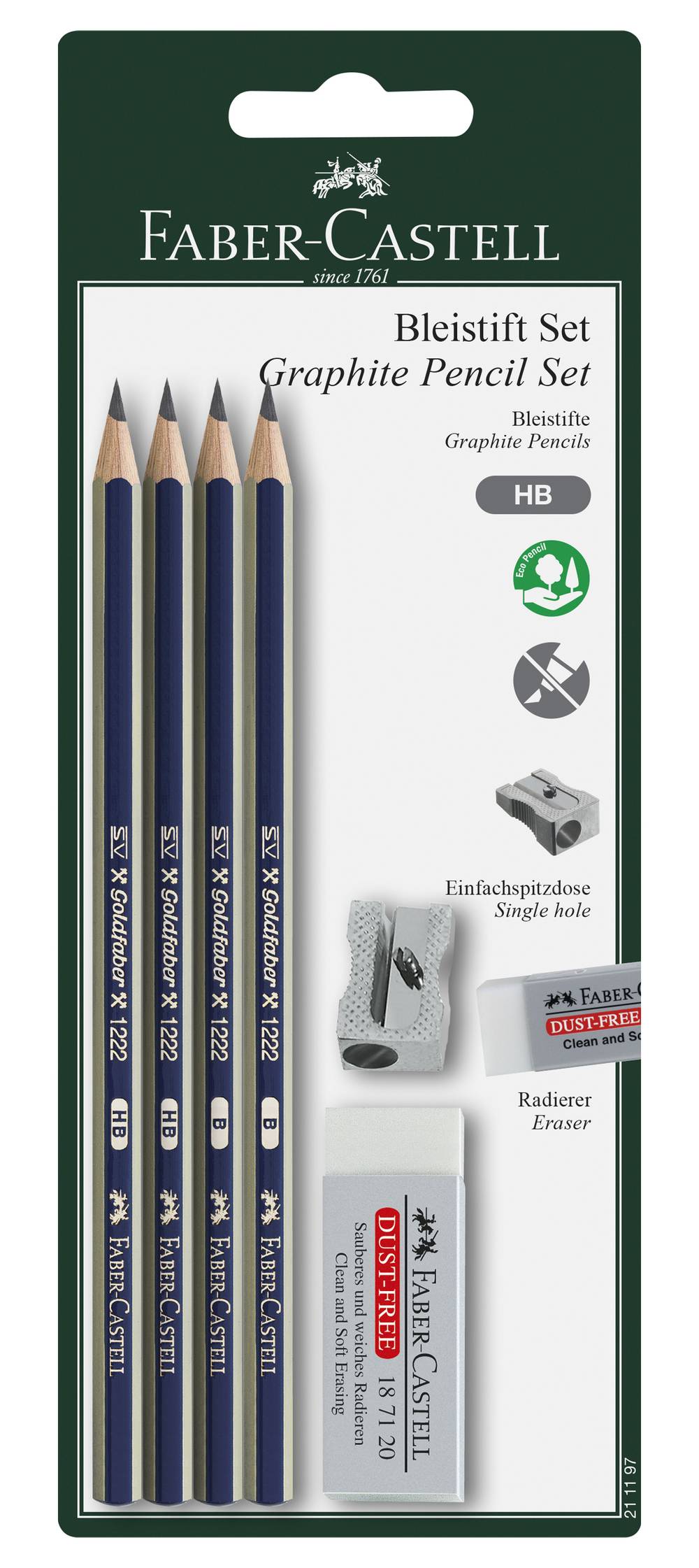 Lápis Grafite GoldFaber B e HB, Borracha e Afia sem Depósito