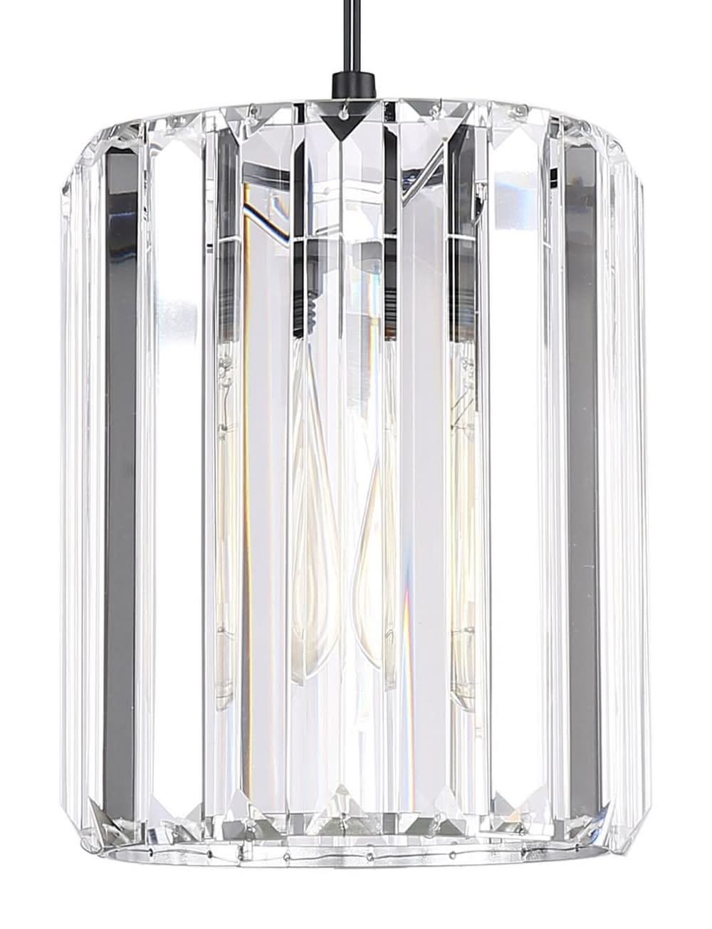 Style Selections Mix and Match 7.5-in x 6-in Cylinder Clear and Chrome Crystal Pendant light shade