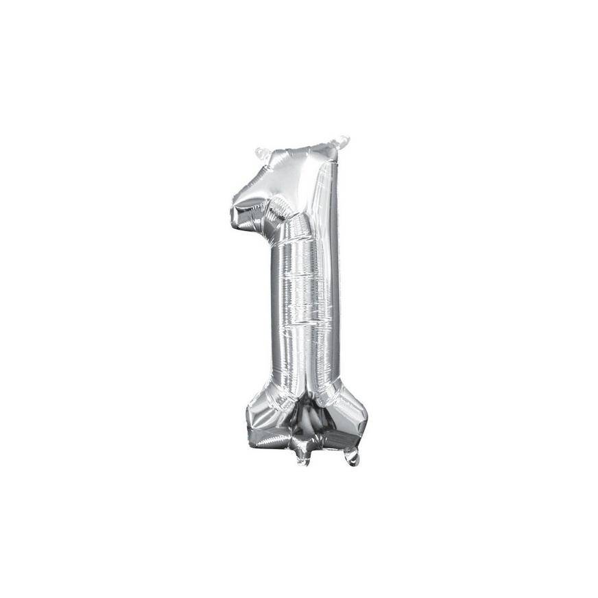 Party City Air-Filled Silver Number Balloon (unisex/13in/silver)