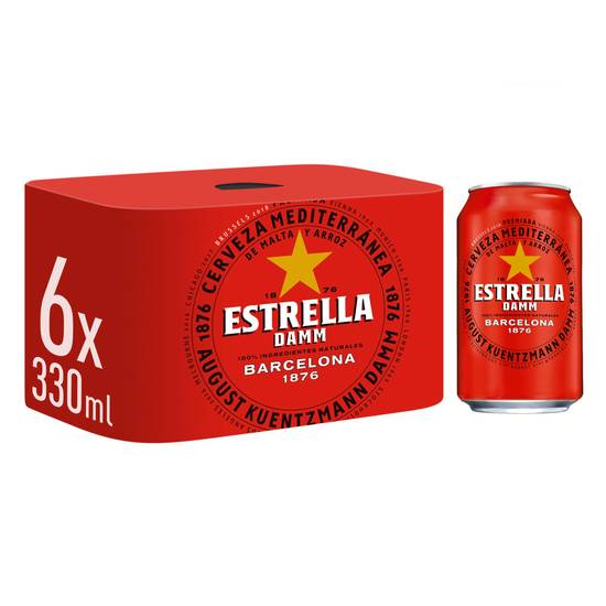 SAVE £1.50 Estrella Damm Lager Beer Cans 6x330ml