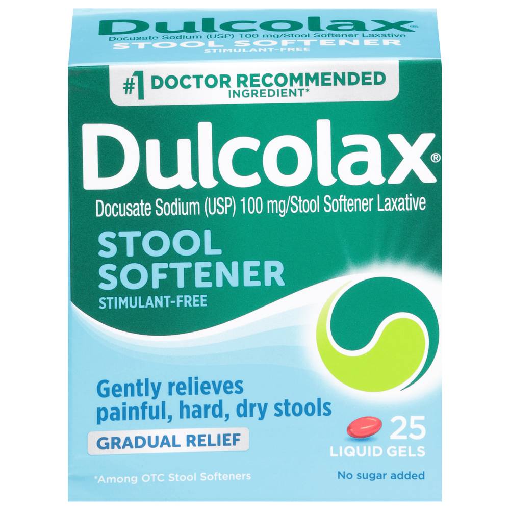 Dulcolax 100 Mg Stool Softener Laxative Liquid Gel Capsules (1.12 oz, 25 ct)