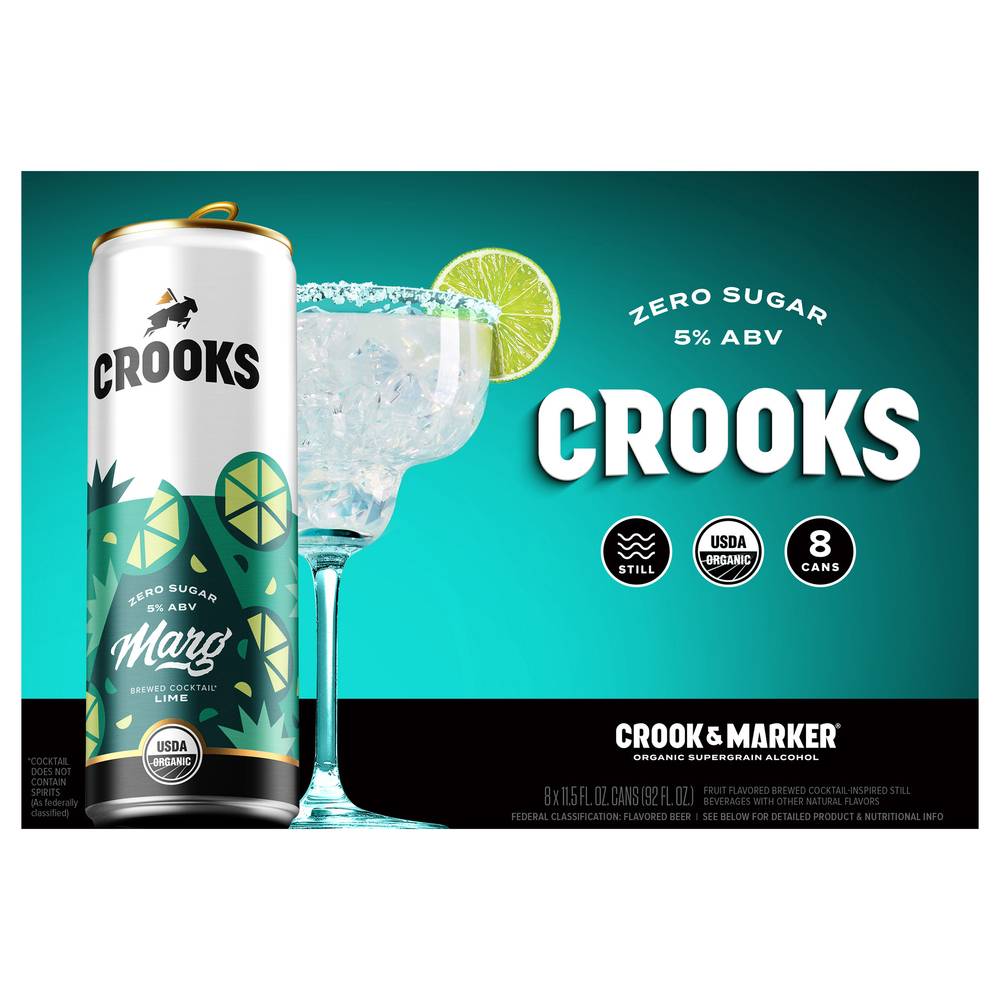 Crook & Marker Zero Sugar Margarita (8 pack, 11.5 fl oz) (lime )