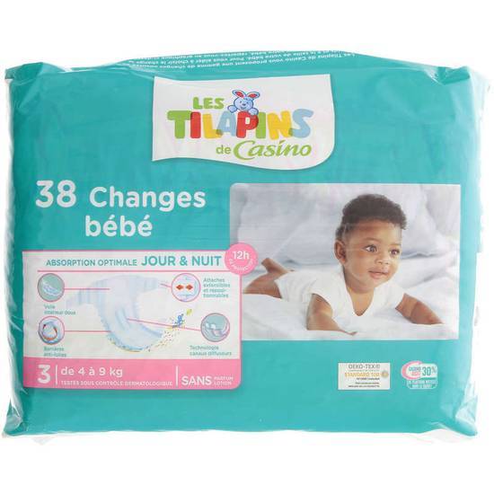 Les Tilapins Couche bébé - Change bébé - Taille 3 - 4 à 9kg x38