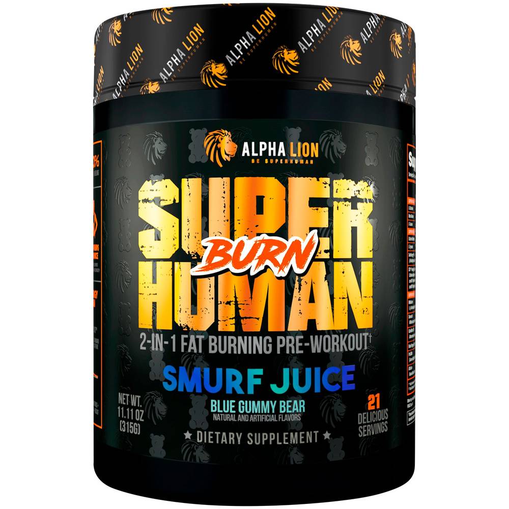 Superhuman Burn – 2-In-1 Fat Burning Pre-Workout – Smurf Juice Blue Gummy Bear (11.11 Oz./21 Servings)