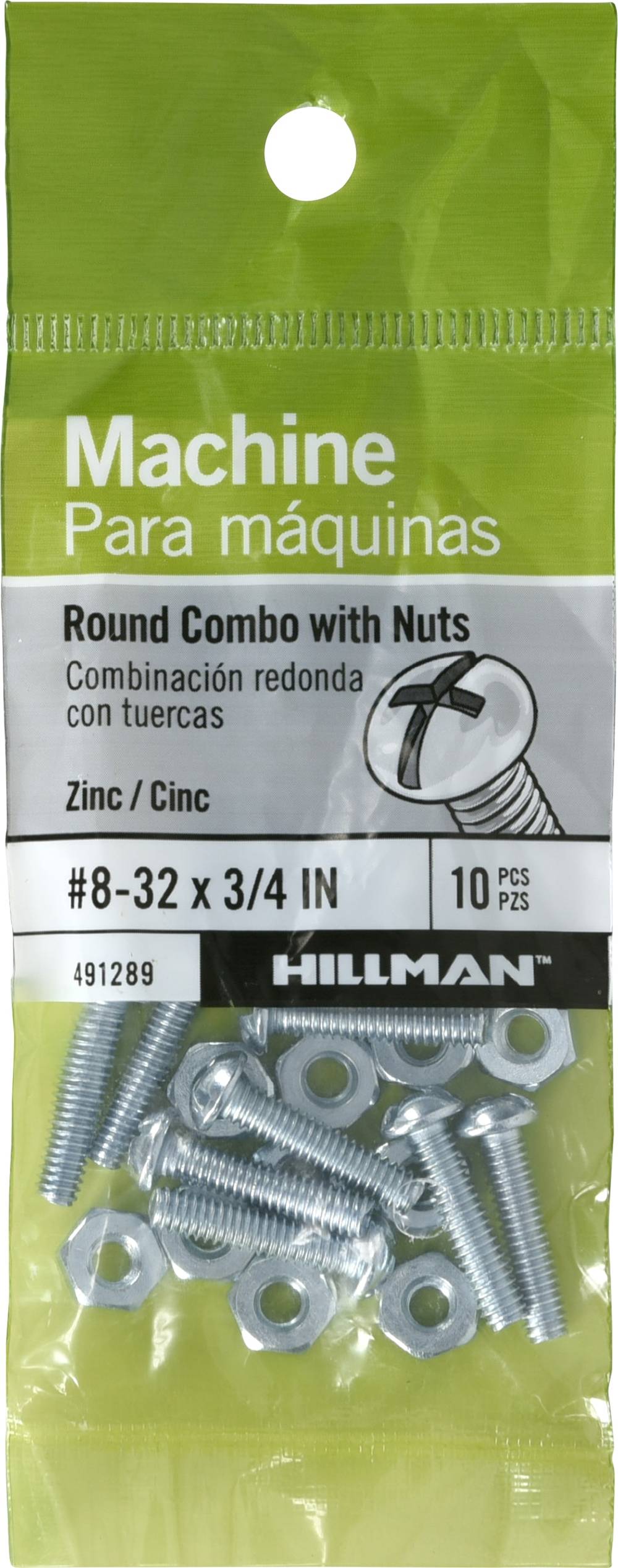 Hillman #8 - 32 x 3/4-in Phillips/Slotted combination -Drive Machine screws ( 10 -Count ) | 491289
