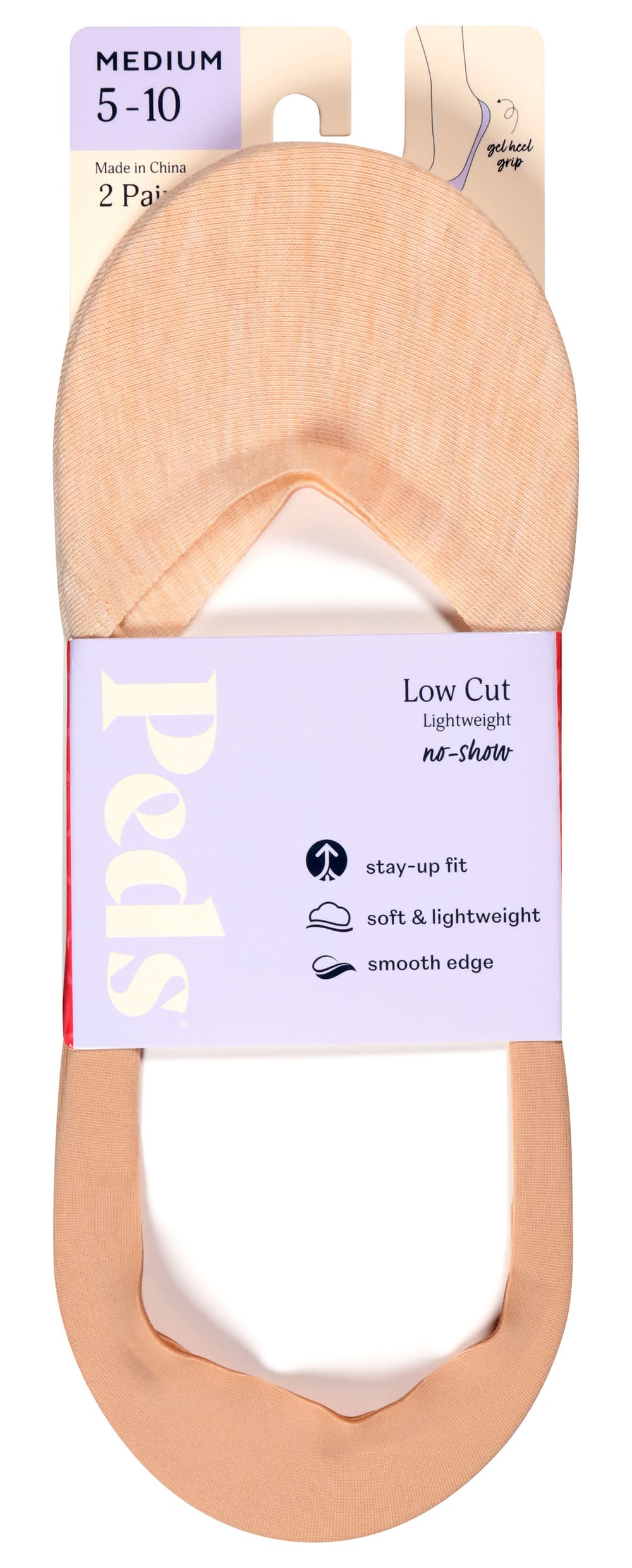 Peds Smooth Edge Low Cut Liner Casual Socks, Women, 5-10, Nude (2 ct)