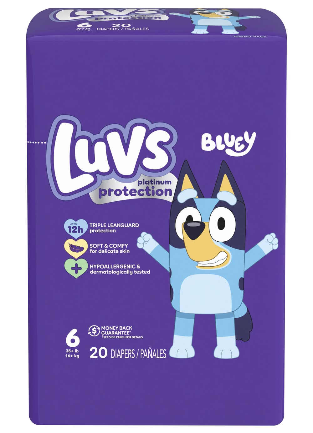 BLUEY Luvs Platinum Protection Diapers 35+ lb, 6 (20 ct)